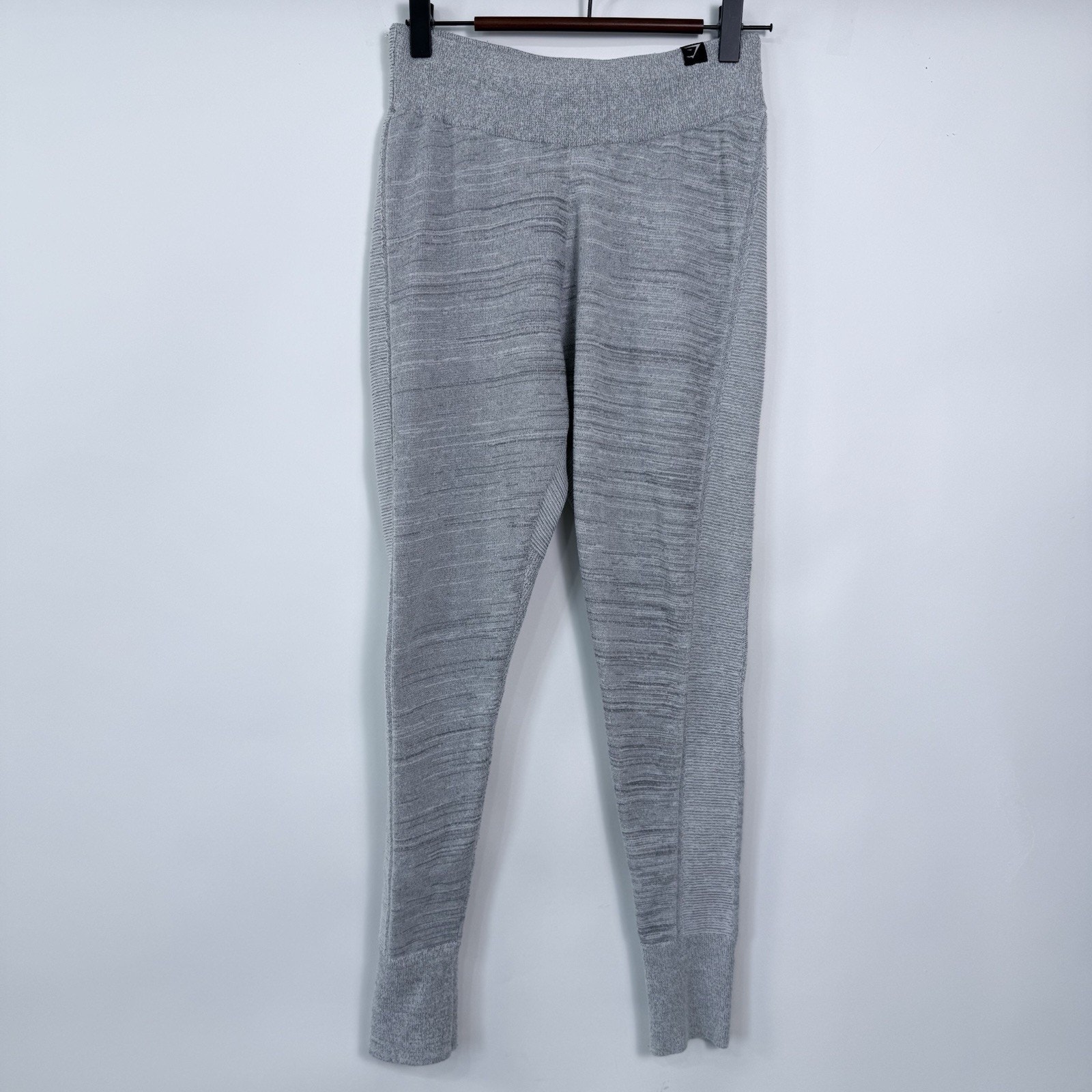 Gymshark Time Out Knit Jogger Pants Womens Size S Marled Gray Stretch High Rise